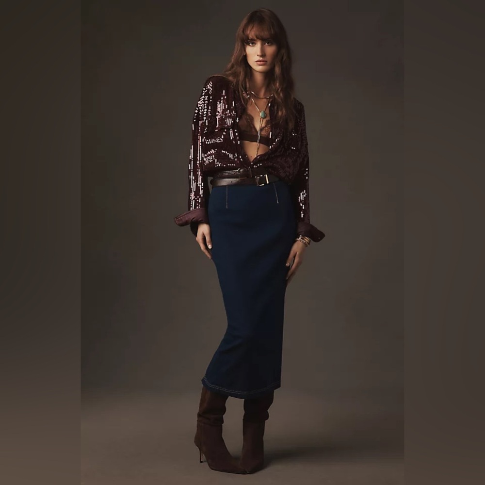 NWT, Size M, Pilcro Ultra Slim Denim Midi Skirt